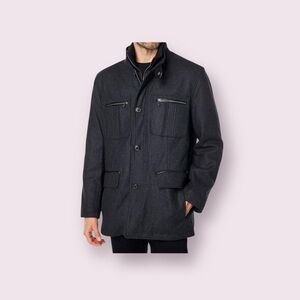 Cole Haan Men's Wool Melton Coat with Nylon Bib Size Small